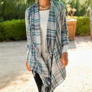 Matilda Jane cardi size L plaid fringe